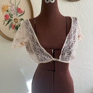 1950s Kleinert's Lace Dress Shield Top / vintage cropped lingerie top